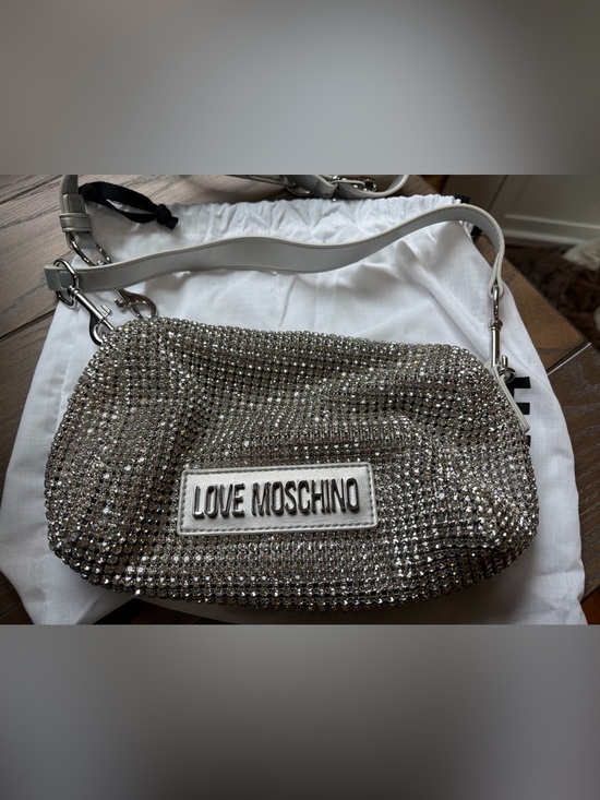 Love Moschino Handbags - Love Moschino Silver Crystal-Embellished Shoulder Bag